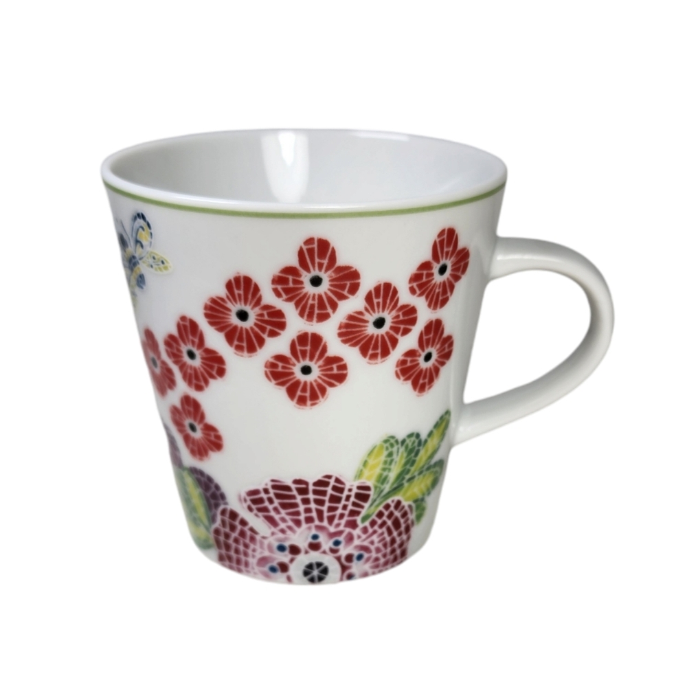 Anthropologie Mosiac Floral Coffee Tea Small Mug Cup Ceramic Multicolor Japan